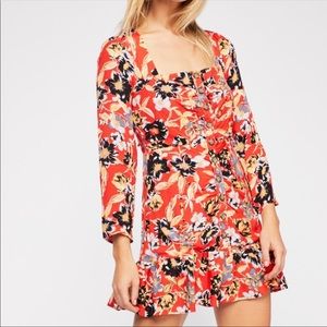 Free people, red floral mini dress